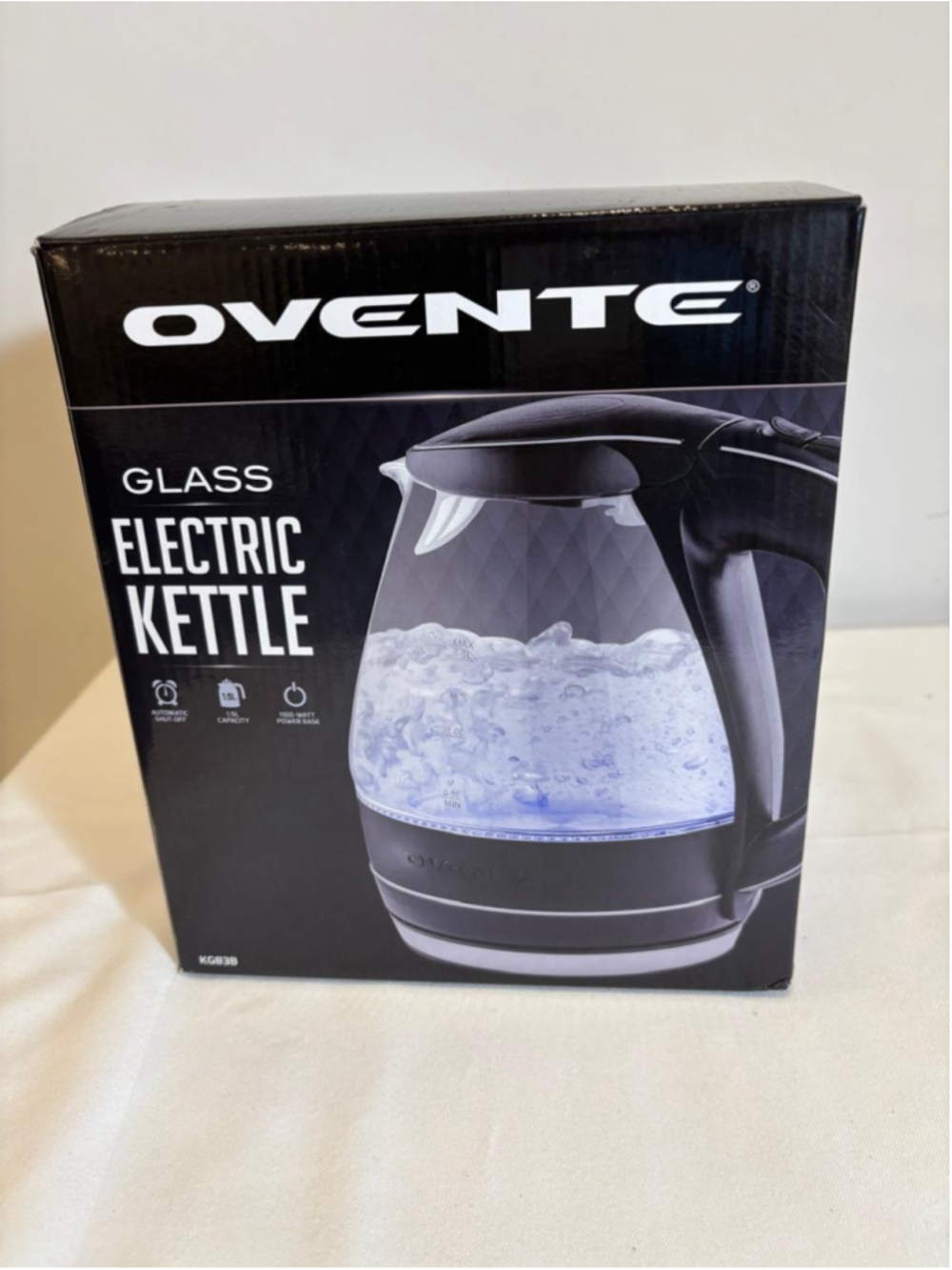 OVENTE KG83B Glass Electric Kettle 1.5L 1100W Black New NIB #C130